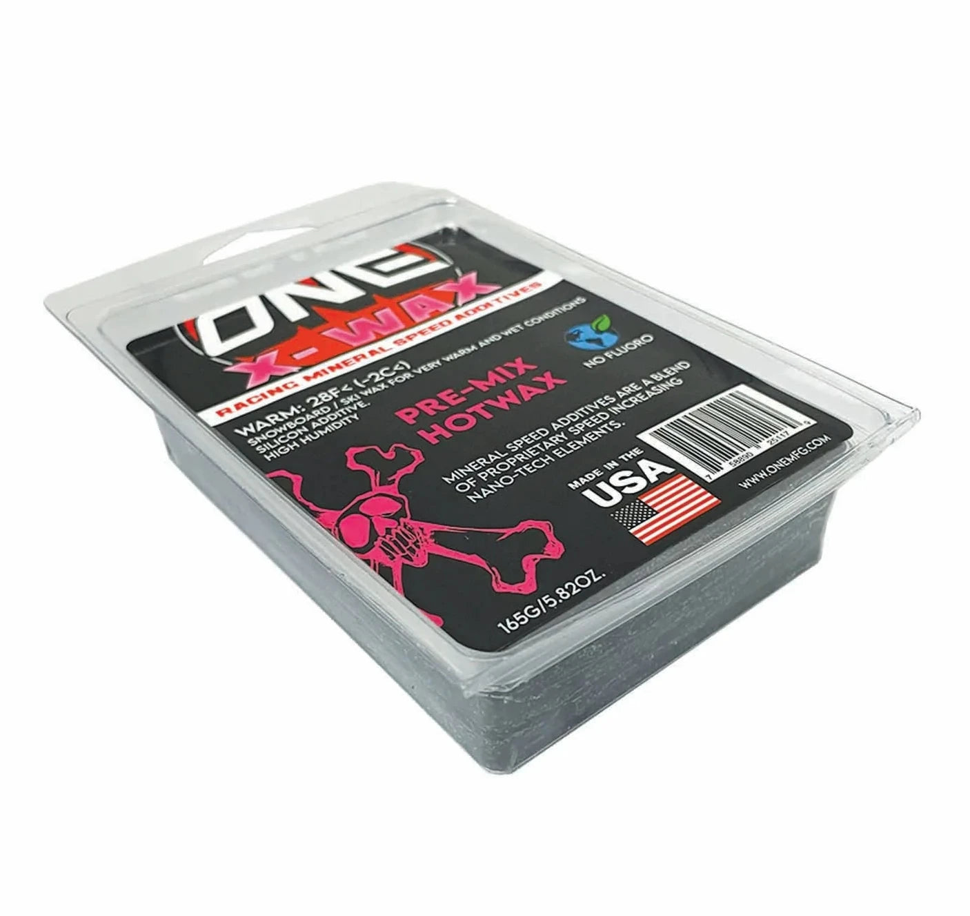 Oneball X-Wax Warm 28F - 2025 - A black and red wax container with a white logo that says "ONE" in bold letters, featuring a red star underneath.