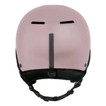Sandbox Junior's Icon Snow Helmet 2025 - A light pink helmet with a black chin strap and ventilation holes on top.