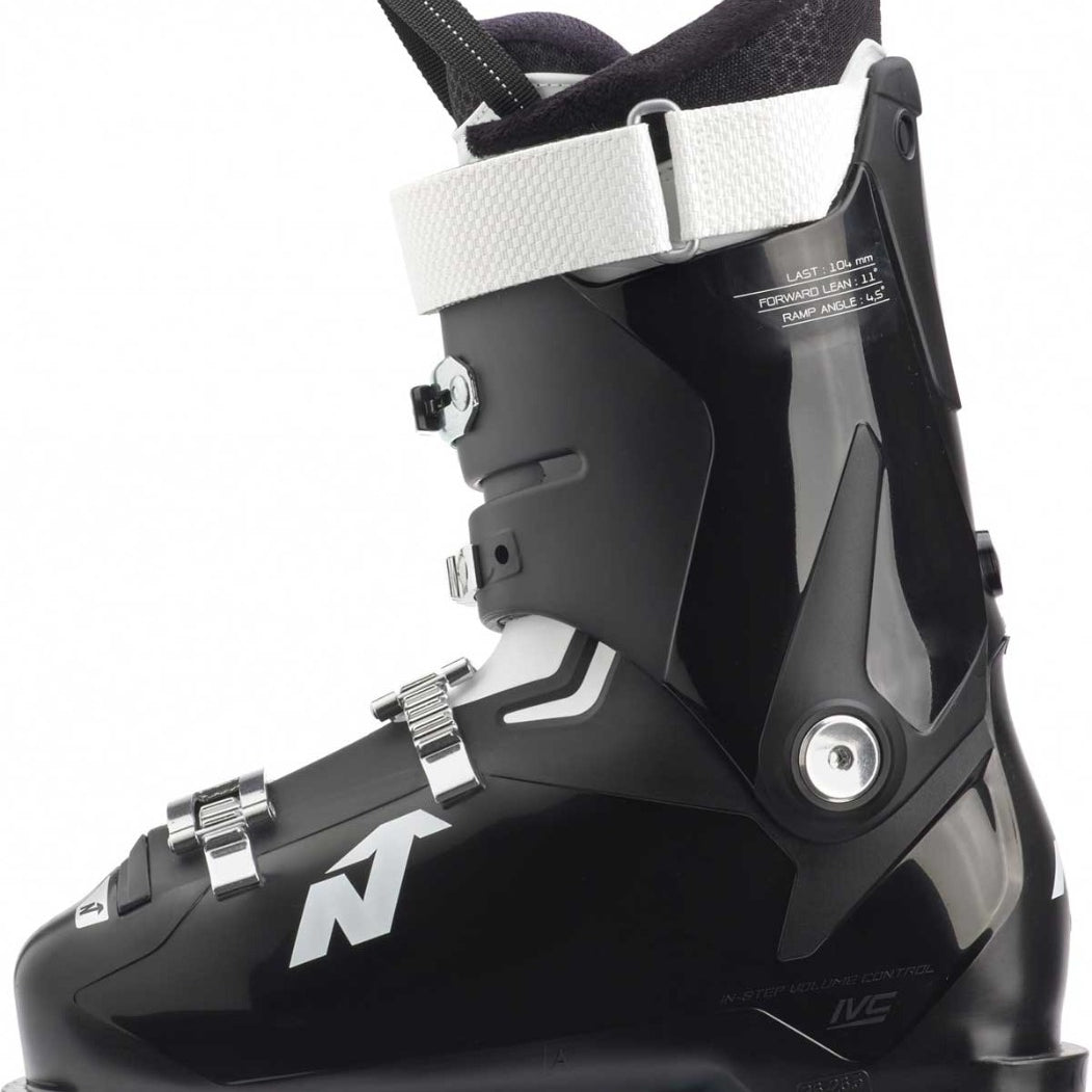 Nordica Ladies' Cruise 65 Ski Boot 2020 - Black ski boot with white logo on side and silver buckles.