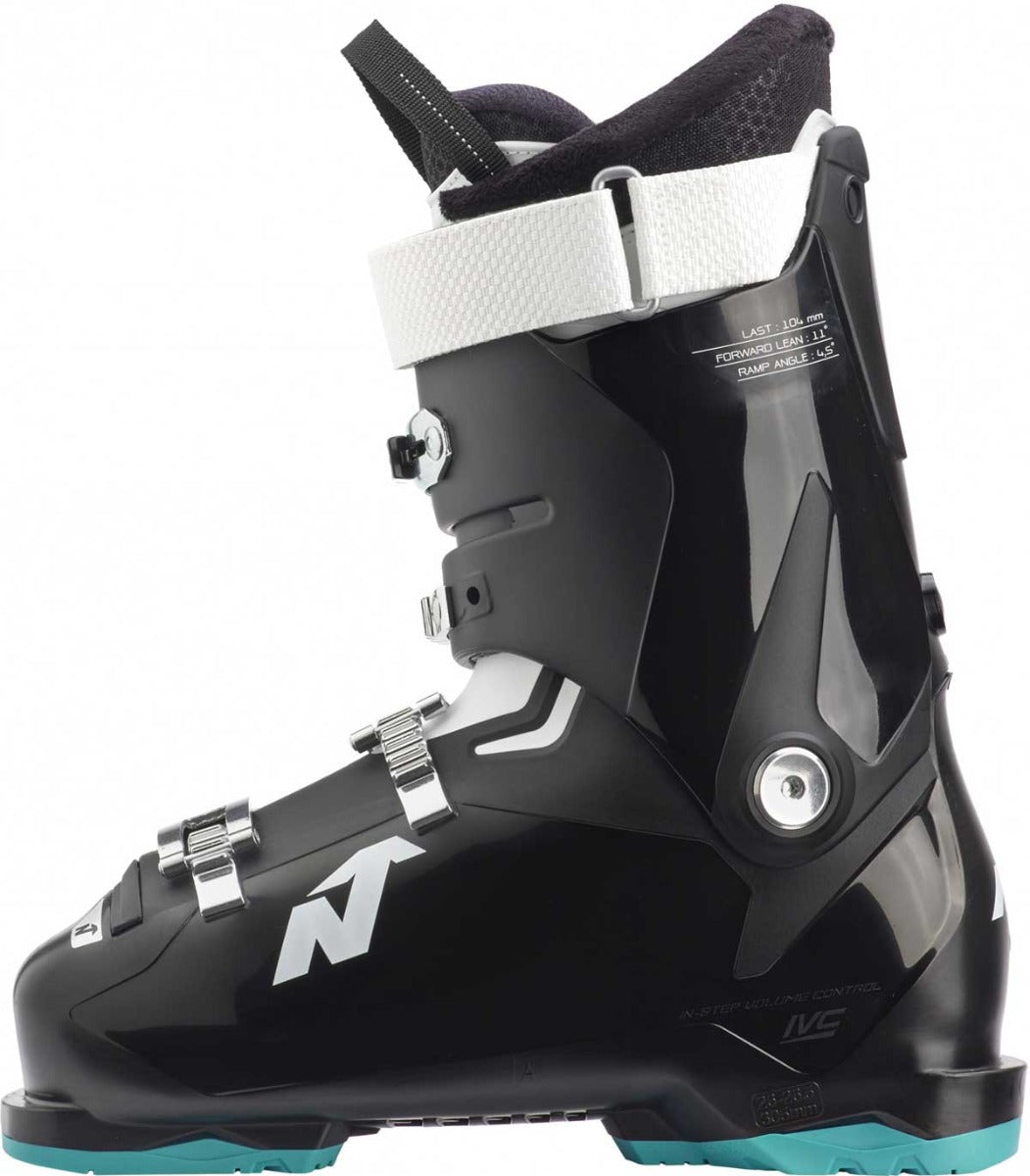 Nordica Ladies' Cruise 65 Ski Boot 2020 - Black ski boot with white logo on side and silver buckles.
