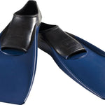 Finis Long Floating XL Swim Fins - These swim fins are long and blue with a black strap at the top.