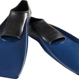 Finis Long Floating XL Swim Fins - These swim fins are long and blue with a black strap at the top.