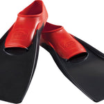 Finis Long Floating Swim Fins - These long, black swim fins have a distinctive red strap and logo on top.