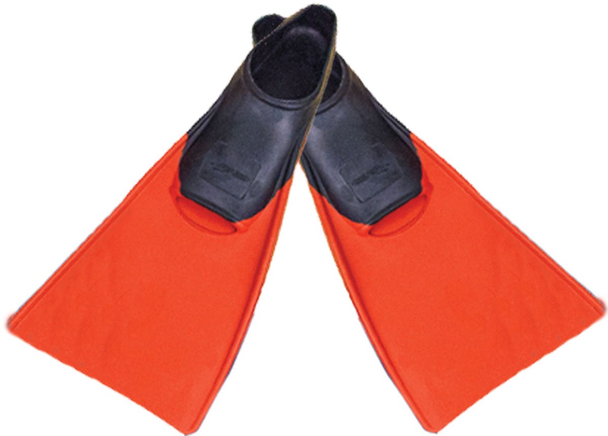 Finis Long Floating XL Swim Fins - These bright orange swim fins have a textured surface and are designed for long-distance swimming, with an extra-large size suitable for larger feet.