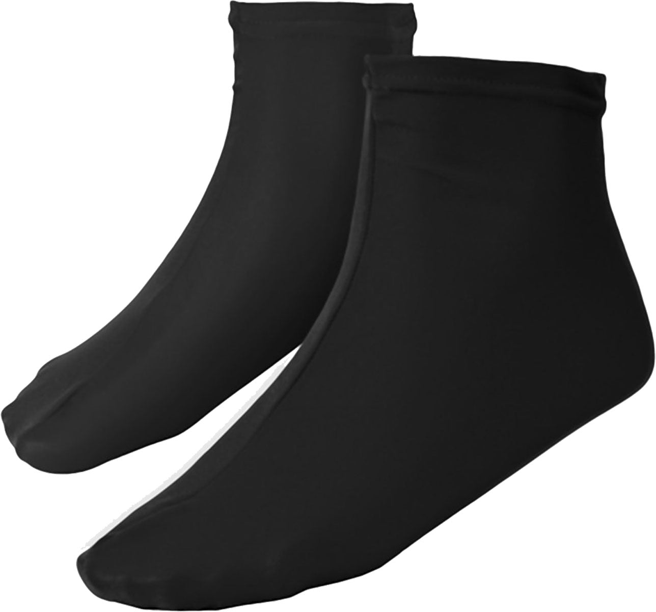 Finis Skin Sport/Swim Socks - Black ankle-length socks with a subtle pattern of thin white stripes on the top portion.