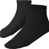 Finis Skin Sport/Swim Socks - Black ankle-length socks with a subtle pattern of thin white stripes on the top portion.