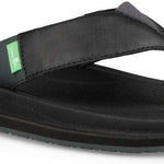 Sanuk Men's Beer Cozy 3 Sandal - A black sandal with a green logo on the strap.