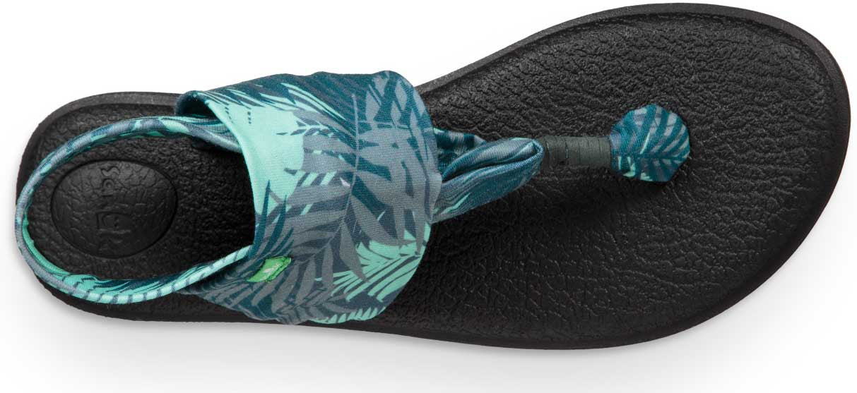 Sanuk Ladies' Yoga Sling 2 Prints Sandal - A sandal with a strap that wraps around the big toe and has a tropical print on it.