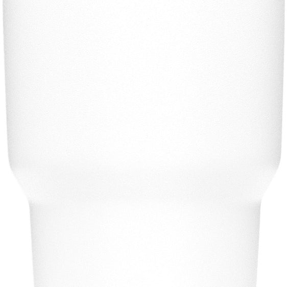 Yeti Rambler 30 oz. Tumbler with Magslider Lid - A white tumbler with a silver lid and a small, rectangular logo on the front that says "YETI" in gray letters.