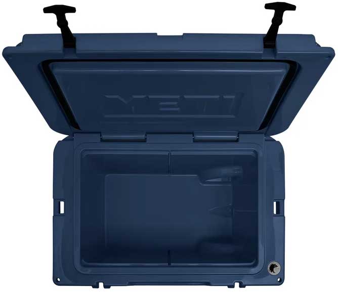 Yeti Tundra Haul Wheeled Cooler - Large, rectangular cooler with a handle on top and wheels at the bottom. It has a dark gray color with a textured surface.