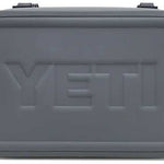 Yeti Hopper Flip 18 Personal Cooler - A gray cooler with a handle on top and two latches, featuring the word "YETI" embossed in the center.