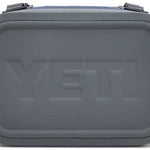 Yeti Hopper Flip 8 Personal Cooler - A gray cooler with a handle on top and a zipper closure, featuring the word "YETI" embossed in the center.