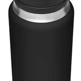 Yeti Rambler 36 oz. Bottle With Chug Cap - A black water bottle with a chug cap, featuring a handle on top and a silver band around its middle.
