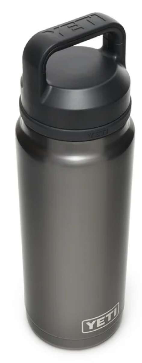 Yeti Rambler 26 oz. Bottle With Chug Cap - A stainless steel water bottle with a chug cap and handle, featuring a brushed finish.