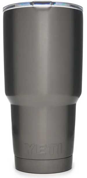 Yeti Rambler 30 oz. Tumbler with Magslider Lid - A stainless steel tumbler with a clear lid and a silver-colored MagSlider lid.