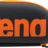 Arena Swim Goggle Case - Black case with orange trim and a black strap.