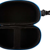 Arena Swim Goggle Case - Blue swim goggles case with zip closure and black strap handle.