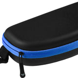 Arena Swim Goggle Case - Black case with blue zipper and black strap.