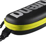 Arena Swim Goggle Case - Black case with zippered closure and yellow trim.