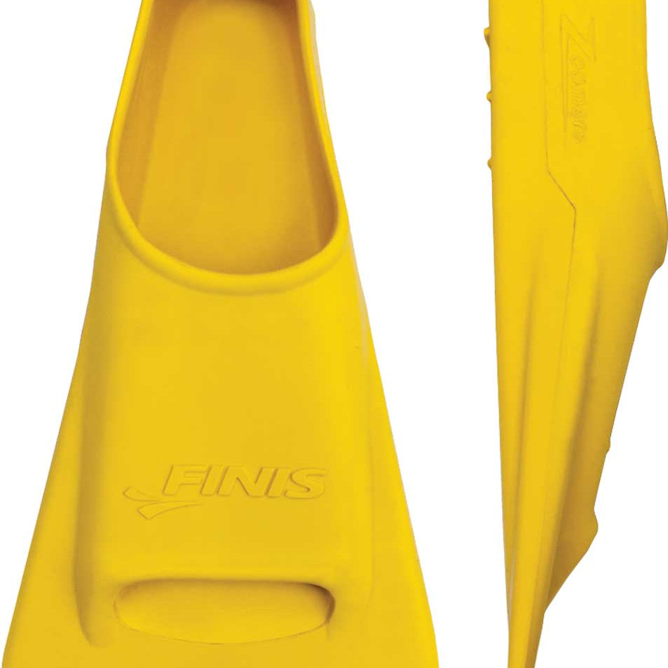 Finis Zoomers Gold Training Swim Fins - These bright gold training swim fins feature a textured surface and are designed for effective practice in the water.