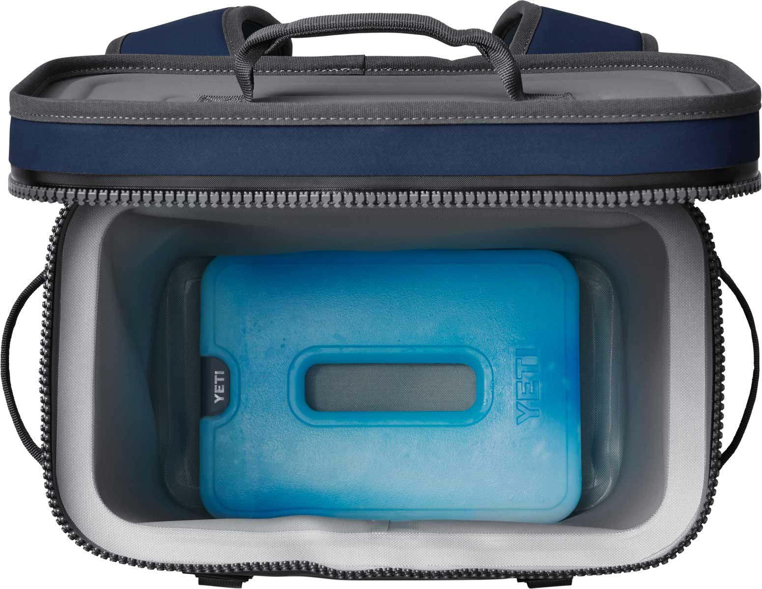 Yeti Thin Ice Large - A large rectangular cooler with a dark blue lid and handle, featuring a white logo on the front that reads "YETI" in bold letters.