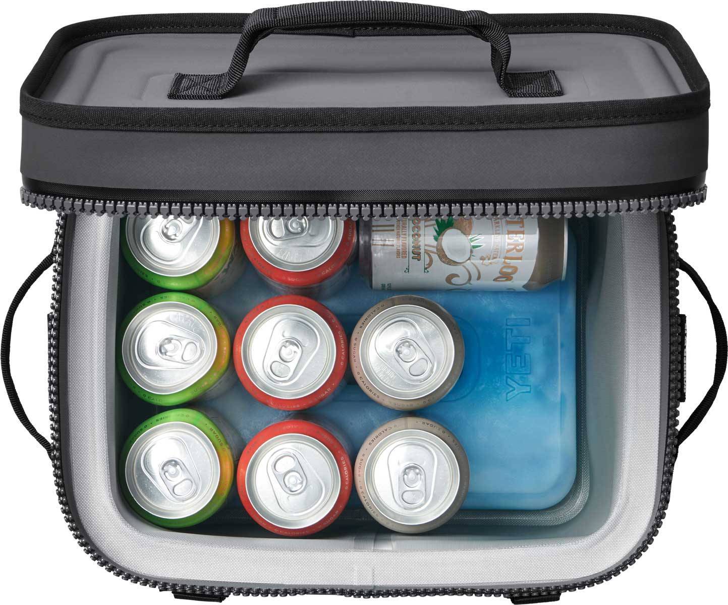 Yeti Thin Ice Large - A large rectangular cooler with a dark gray lid and base, featuring a handle on top and an embossed logo in silver.