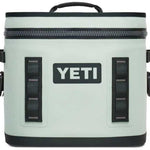 Yeti Hopper Flip 12 Personal Cooler - A light gray cooler with a zipper closure and two handles on either side, featuring a rectangular shape and a small handle at the top.