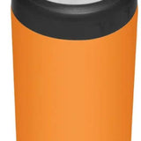 Yeti Rambler 12 oz. Colster Slim Can Insulator - A slim can insulator with a silver lid and a black rubber band around it, featuring the word "YETI" in white letters on one side.