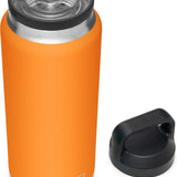 Yeti Rambler 36 oz. Bottle With Chug Cap - A stainless steel water bottle with a screw-on lid and chug cap, featuring a silver color and a cylindrical shape.
