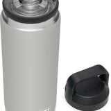 Yeti Rambler 26 oz. Bottle With Chug Cap - A stainless steel water bottle with a clear lid and a chug cap on top, featuring a silver color.