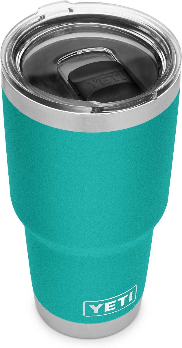 Yeti Rambler 30 oz. Tumbler with Magslider Lid - A stainless steel tumbler with a clear lid and silver handle.