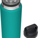 Yeti Rambler 36 oz. Bottle With Chug Cap - A large, insulated bottle with a clear cap and a wide mouth opening.