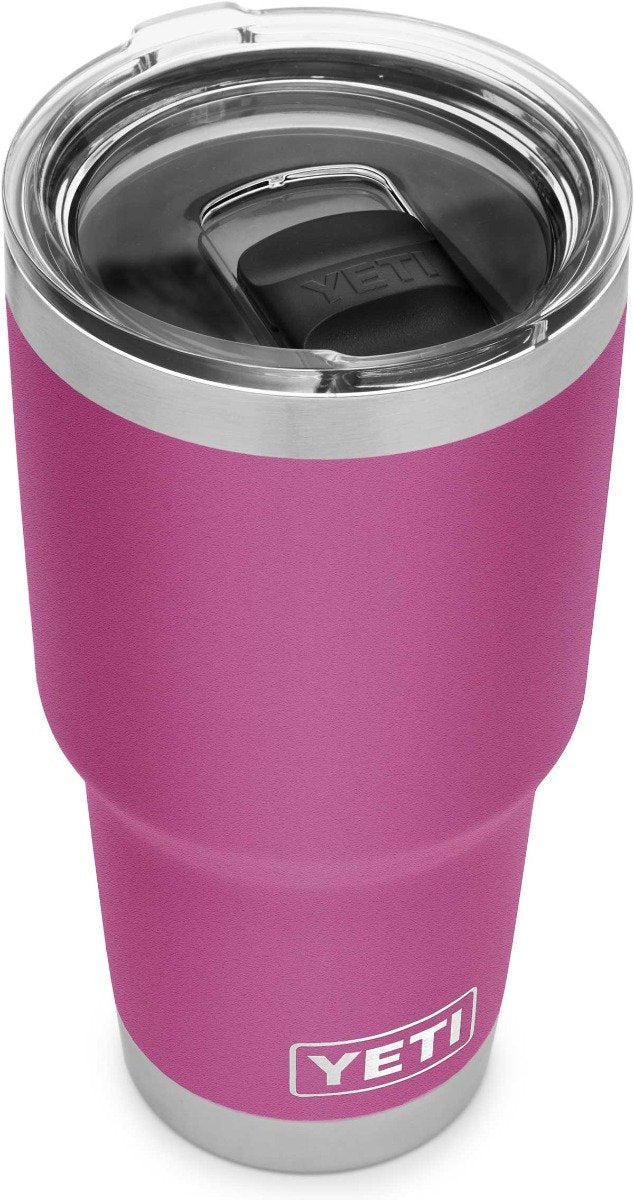 Yeti Rambler 30 oz. Tumbler with Magslider Lid - A stainless steel tumbler with a clear lid and silver handle.