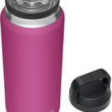 Yeti Rambler 36 oz. Bottle With Chug Cap - A stainless steel water bottle with a clear lid and a chug cap on top.