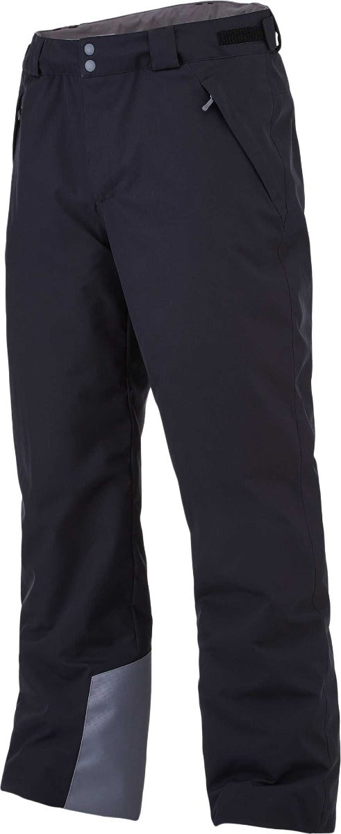 Spyder Men's Mesa Insulated Pants 2021 - Black pants with a black belt and two gray buttons on the waistband.