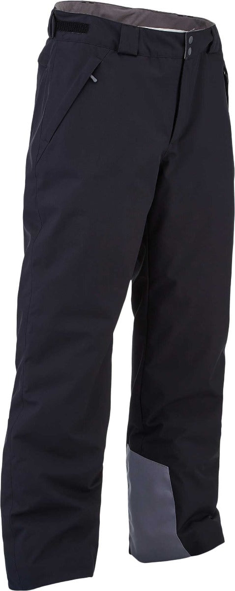 Spyder Men's Mesa Insulated Pants 2021 - Black pants with white piping on side seams and gray accents at bottom hem.