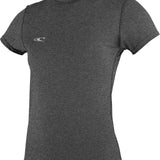O'Neill Ladies' Hybrid Short Sleeve Tee Shirt 2017 - A heathered grey short-sleeved shirt with a crew neck and small white logo on the left chest.