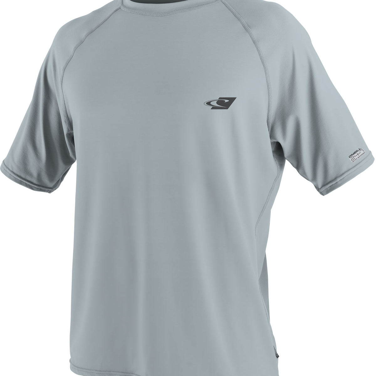 O'Neill Men's 24-7 Tech Short Sleeve Crew Surf Tee Shirt 2017 - A light gray short-sleeved crew neck t-shirt with a small black logo on the left chest.