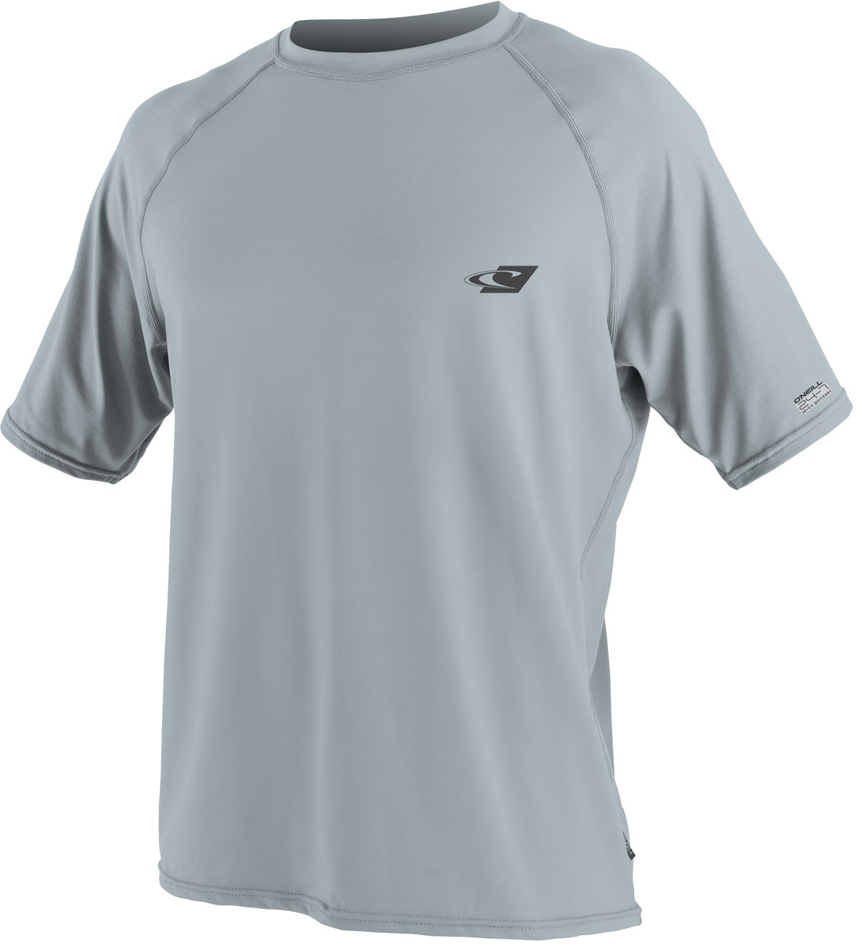 O'Neill Men's 24-7 Tech Short Sleeve Crew Surf Tee Shirt 2017 - A light gray short-sleeved crew neck t-shirt with a small black logo on the left chest.