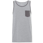 Oakley Men's 50/50 Pocket Tank Top 2018 - A light gray tank top with a small pocket on the left side of the chest.