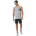 Oakley Men's 50/50 Pocket Tank Top 2018 - A gray tank top with a small pocket on the left side of the chest.