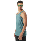 Oakley Men's 50/50 Pocket Tank Top 2018 - A heathered green tank top with a chest pocket and black trim.