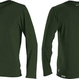O'Neill Men's Hybrid Long Sleeve Rash Guard Sun Shirt 2020 - A dark green rash guard shirt with a white logo on the left chest and a small tag at the bottom hem.