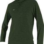 O'Neill Men's Hybrid Long Sleeve Rash Guard Sun Shirt 2020 - A dark green rash guard with a white logo on the left chest area.
