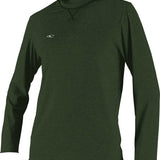 O'Neill Men's Hybrid Long Sleeve Rash Guard Sun Shirt 2020 - A dark green rash guard with a white logo on the left chest area.
