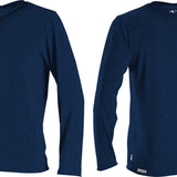 O'Neill Men's Hybrid Long Sleeve Rash Guard Sun Shirt 2020 - A navy blue rash guard with a white logo on the left chest and a small tag at the bottom hem.