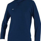 O'Neill Men's Hybrid Long Sleeve Rash Guard Sun Shirt 2020 - A navy blue rash guard with a white logo on the left chest area.