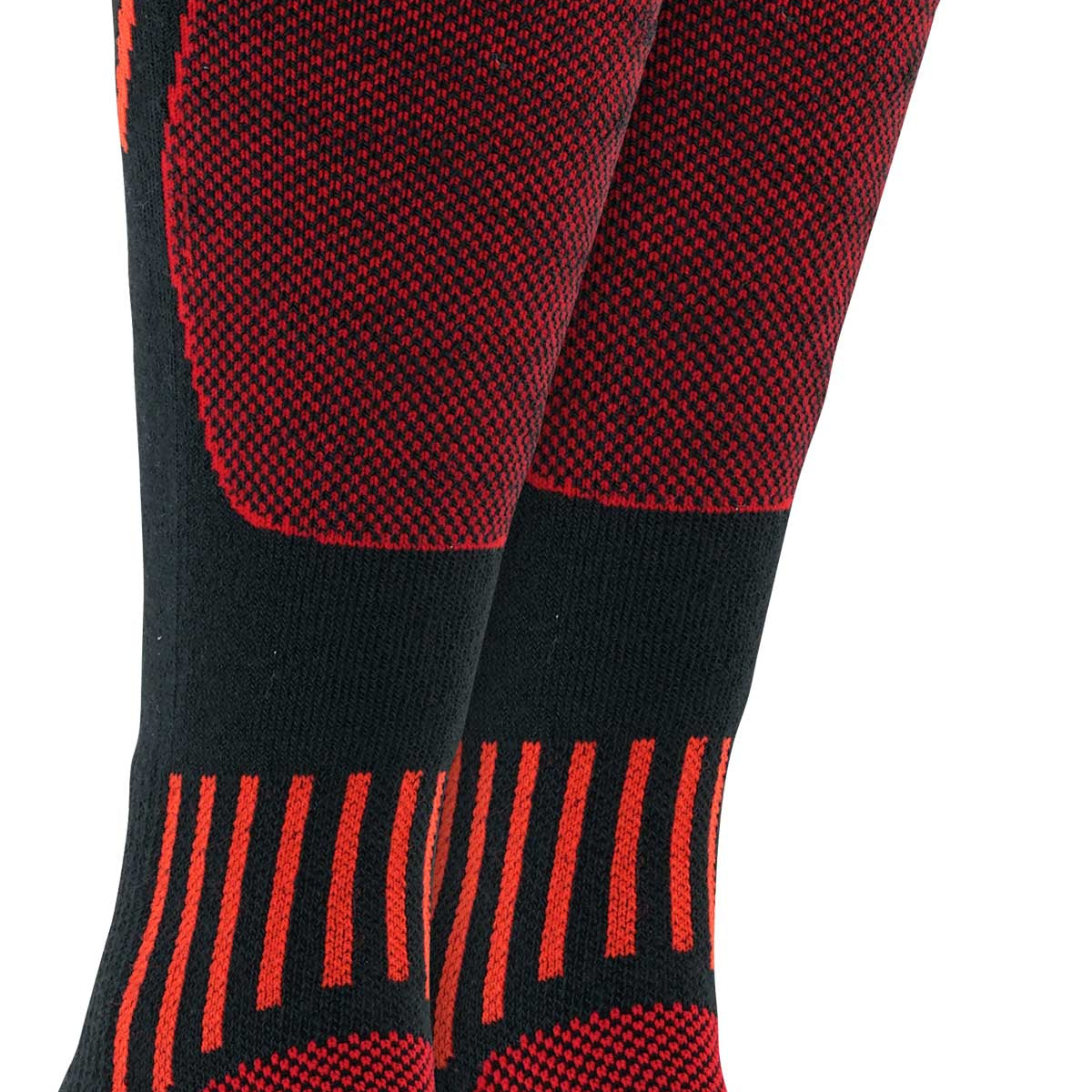 Fox River Junior's Boreal Snowboard Socks - Black snowboard socks with red accents and a subtle pattern of small white dots on the toes.