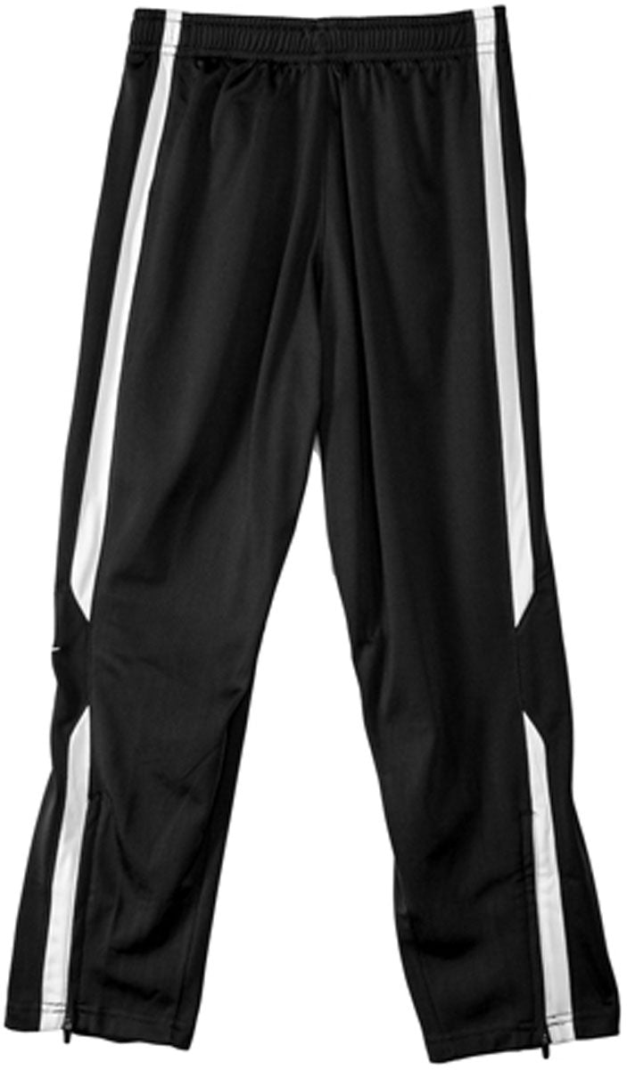 Nike Swim Juniors' Overtime Warm-Up Pant - Black swim pants with white stripes down the side and a drawstring waistband.