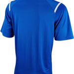 Nike Swim Men's Game Day Polo Shirt - A royal blue polo shirt with a collar and short sleeves, featuring white stripes on the shoulders.